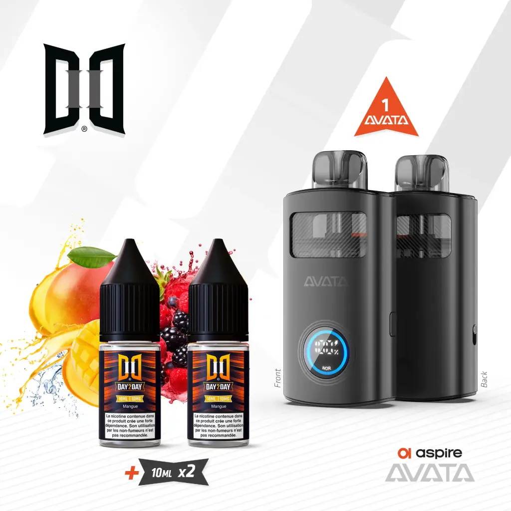 Kit Avata Aspire + 2 x 10ML Day2Day Mangue NicSalt