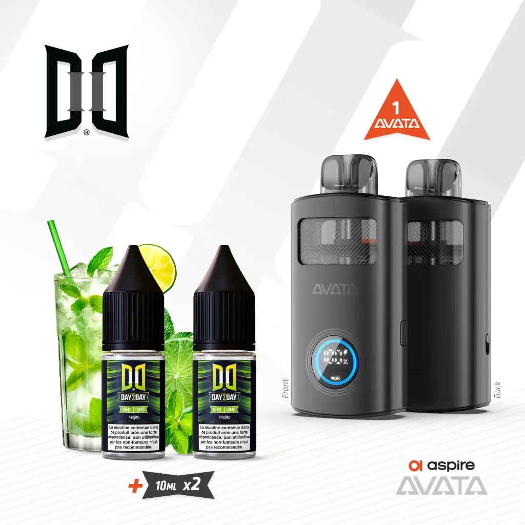 Kit Avata Aspire + 2 x 10ML Day2Day Mojito NicSalt