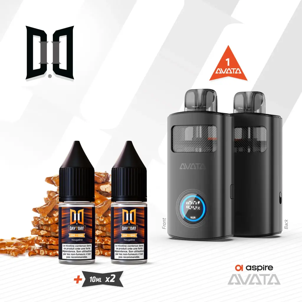 Kit Avata Aspire + 2 x 10ML Day2Day Nougatine NicSalt
