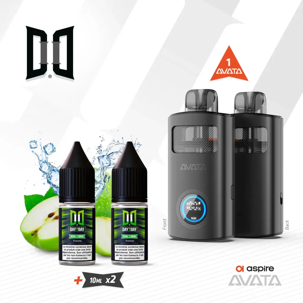 Kit Avata Aspire + 2 x 10ML Day2Day Pomme NicSalt