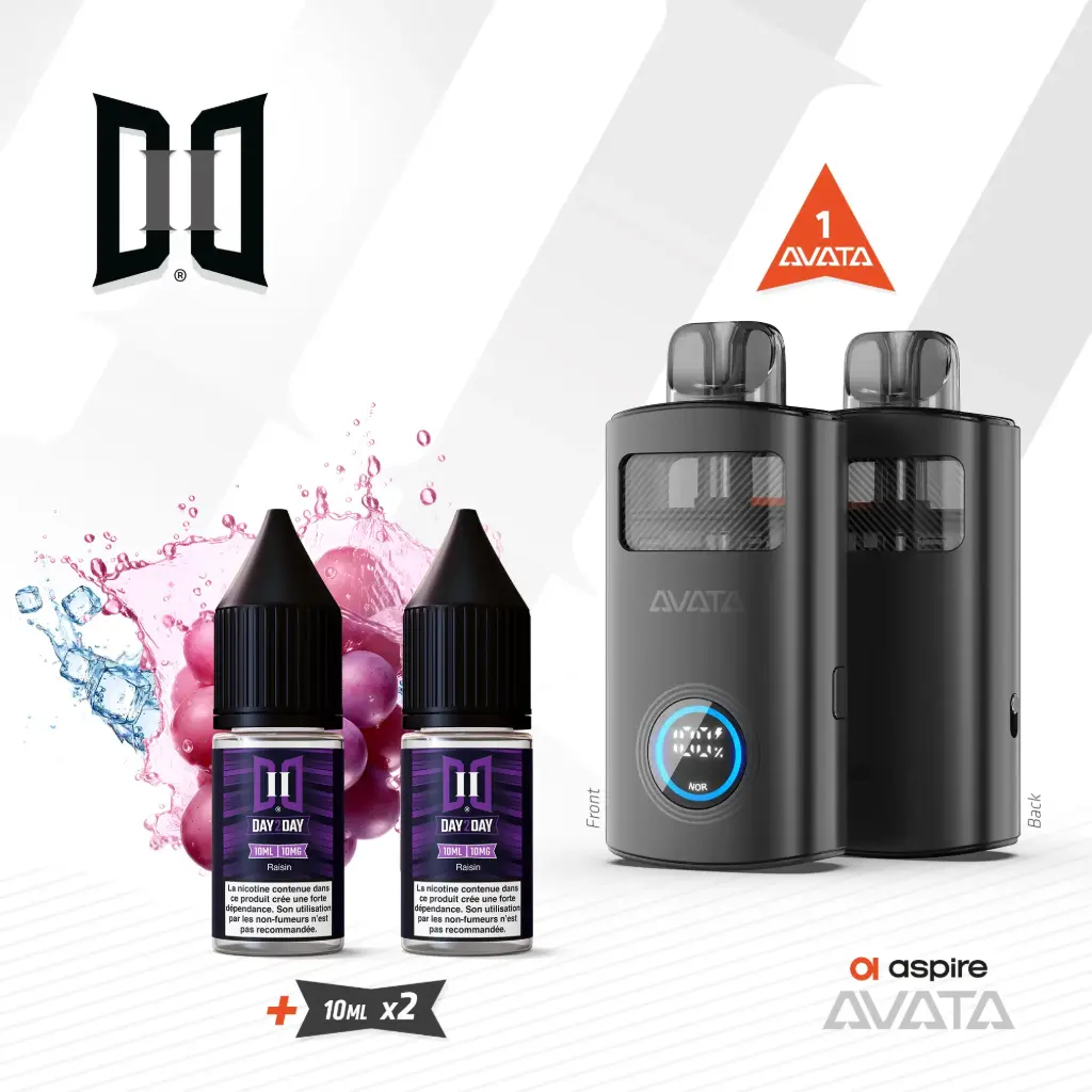 Kit Avata Aspire + 2 x 10ML Day2Day Raisin NicSalt