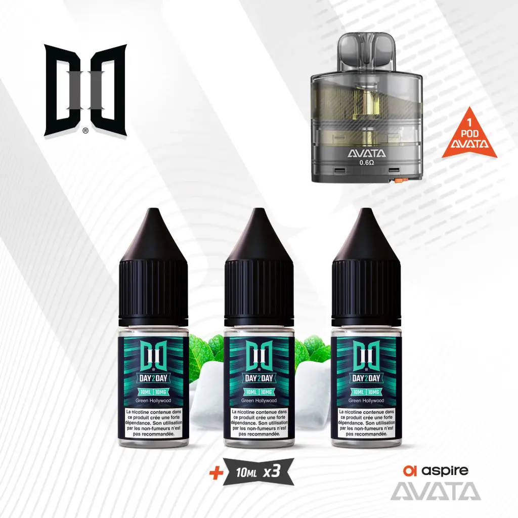 Recharge Avata Aspire + 3 x 10ML Day2Day Green Hollywood NicSalt